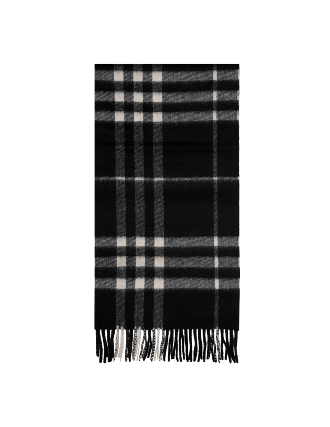 Wide check cashmere scarf