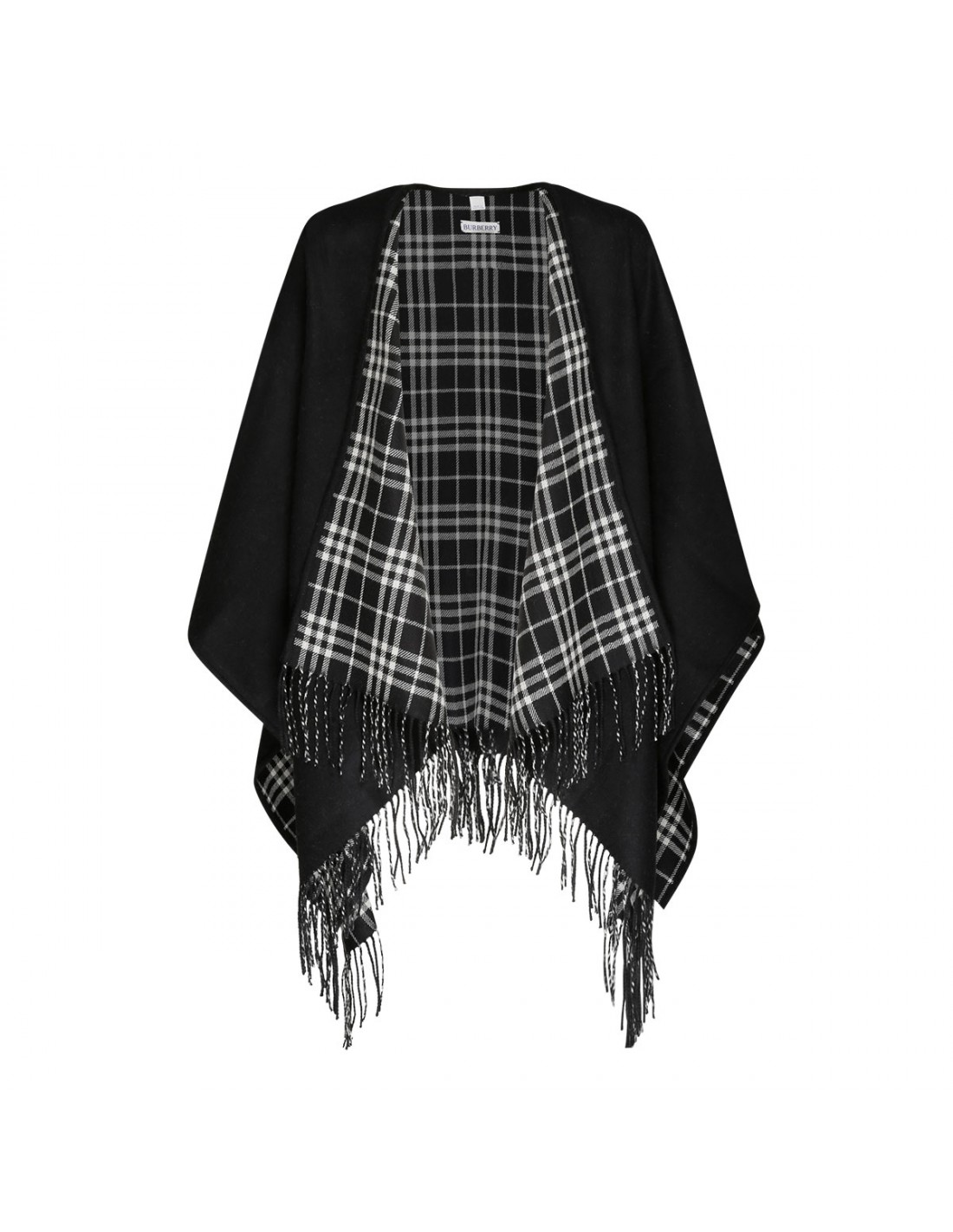 Reversible check wool cape