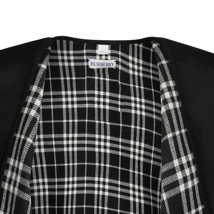 Reversible check wool cape