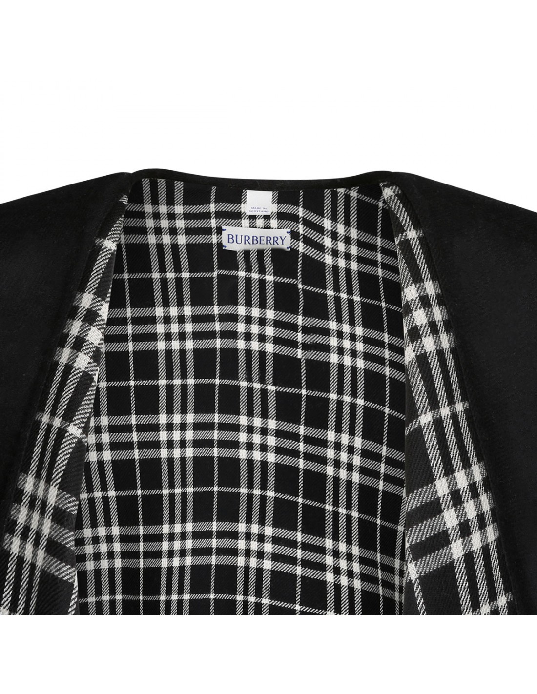 Reversible check wool cape