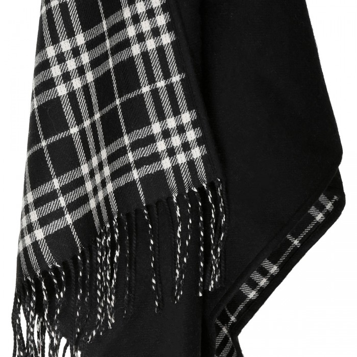 Reversible check wool cape