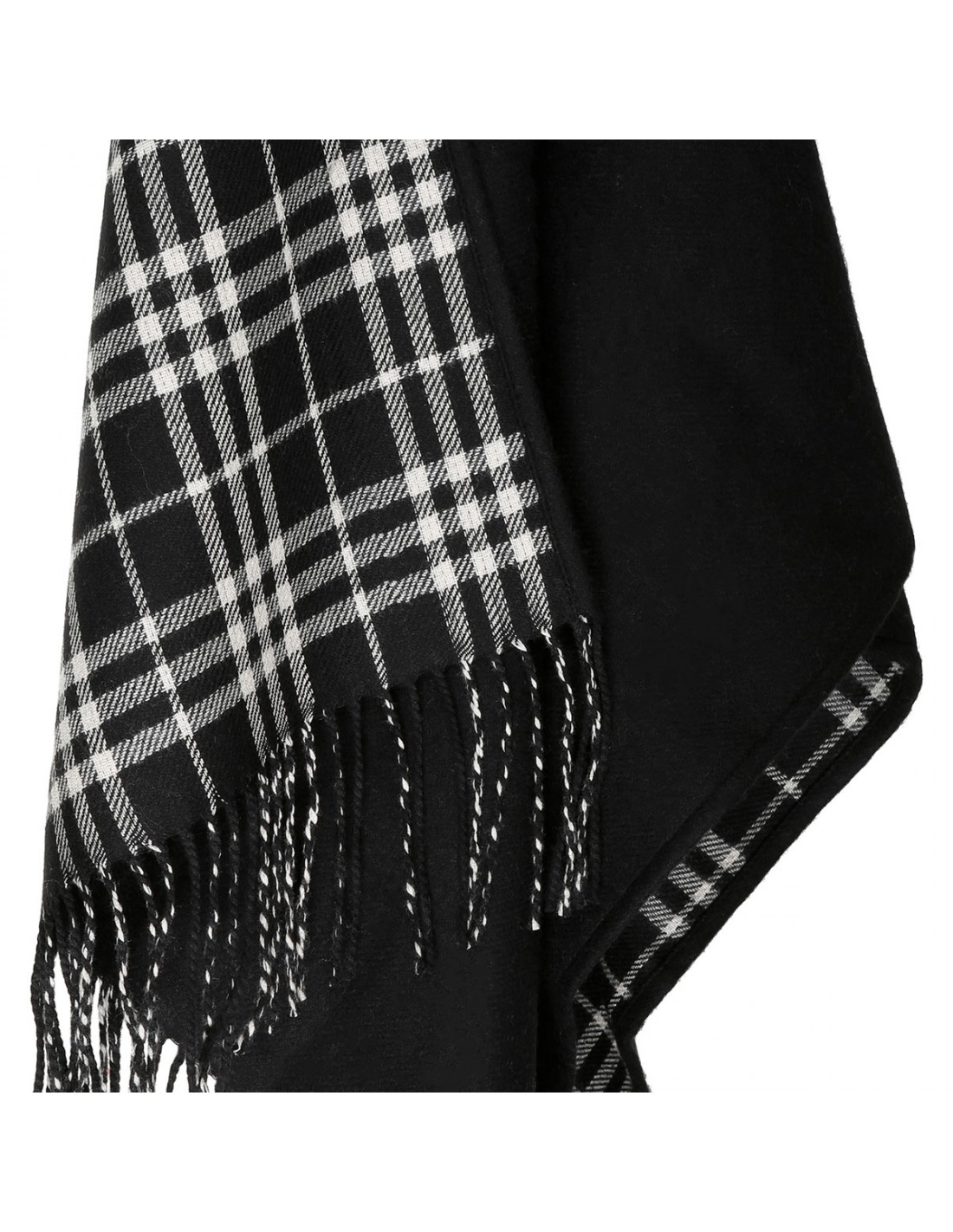 Reversible check wool cape