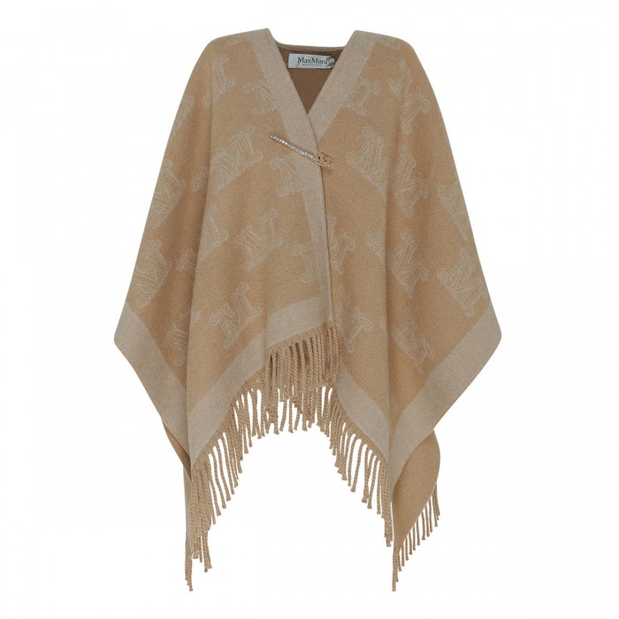 Frine jacquard wool poncho