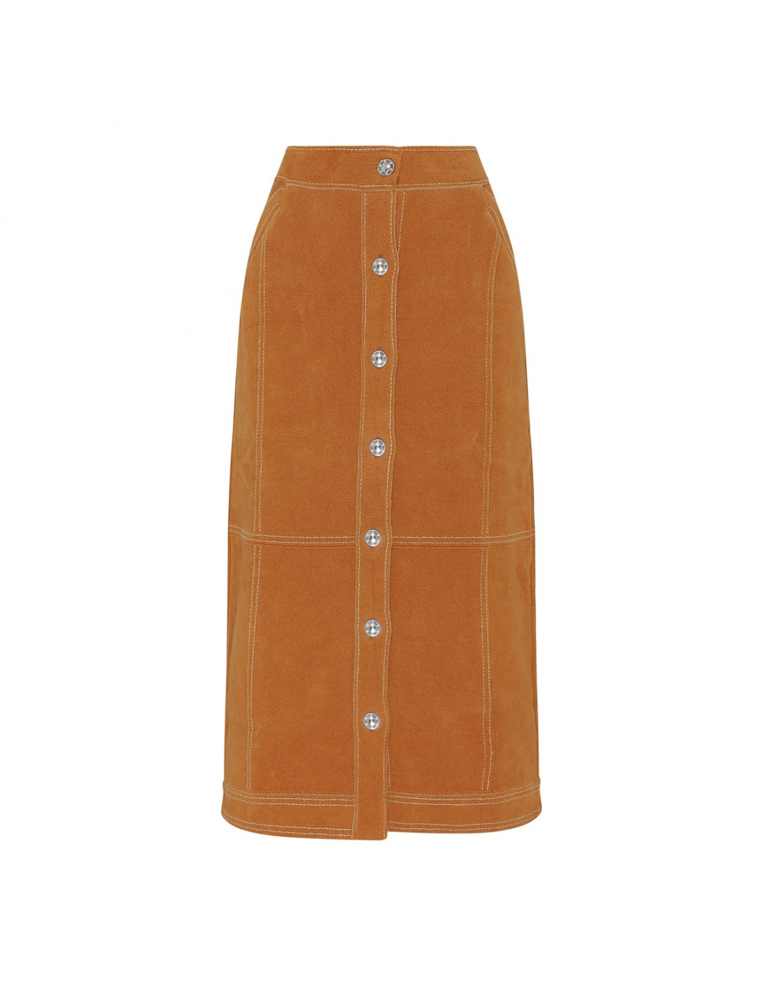 Suede effect long skirt