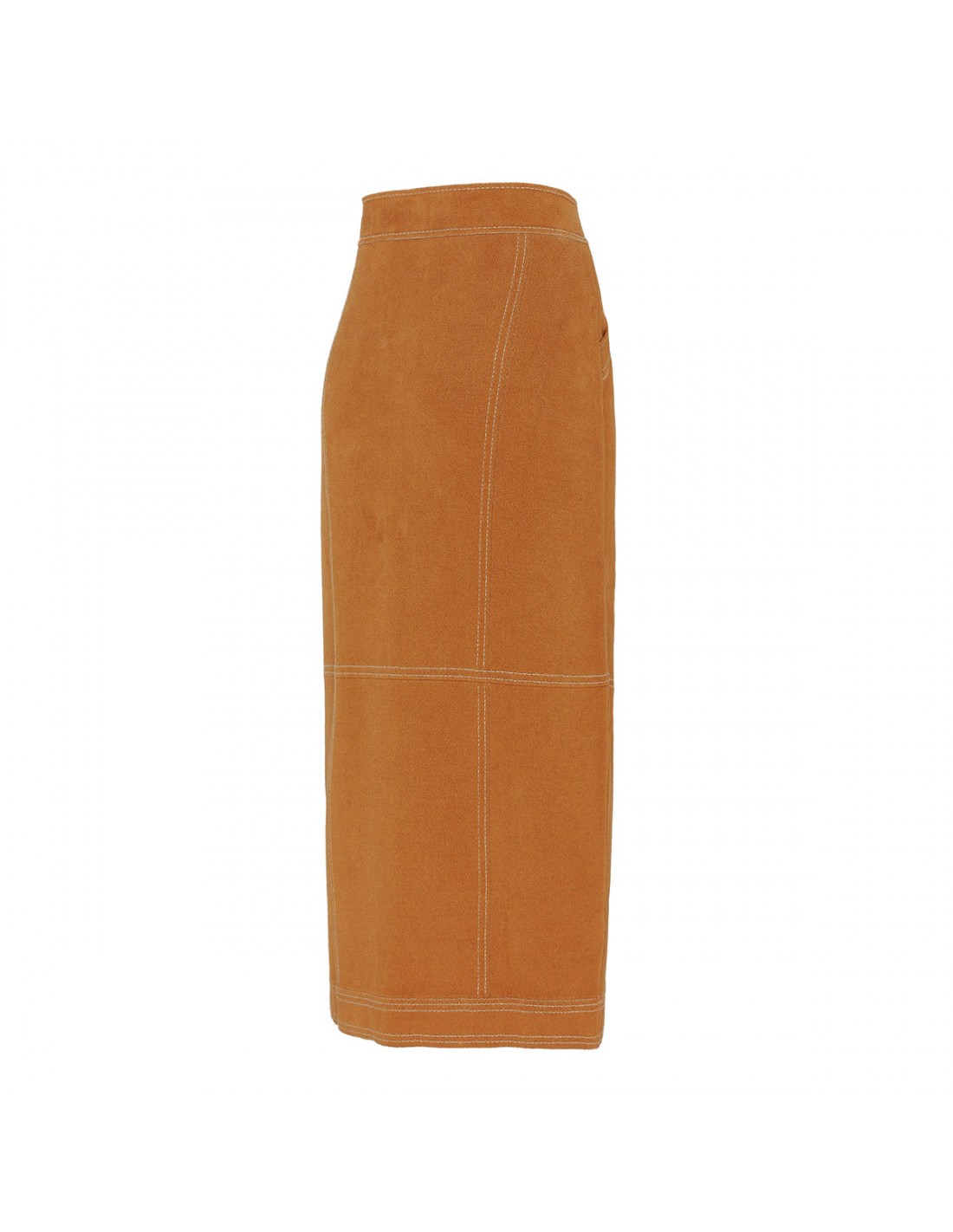 Suede effect long skirt