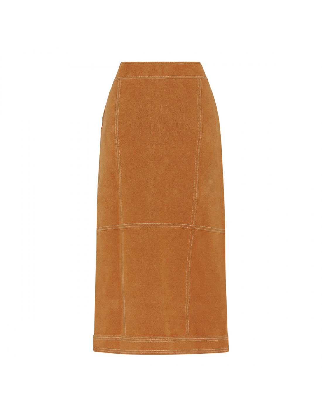 Suede effect long skirt