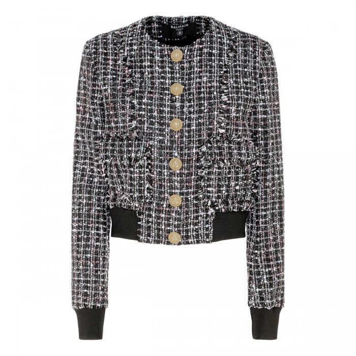 Buttoned tweed jacket