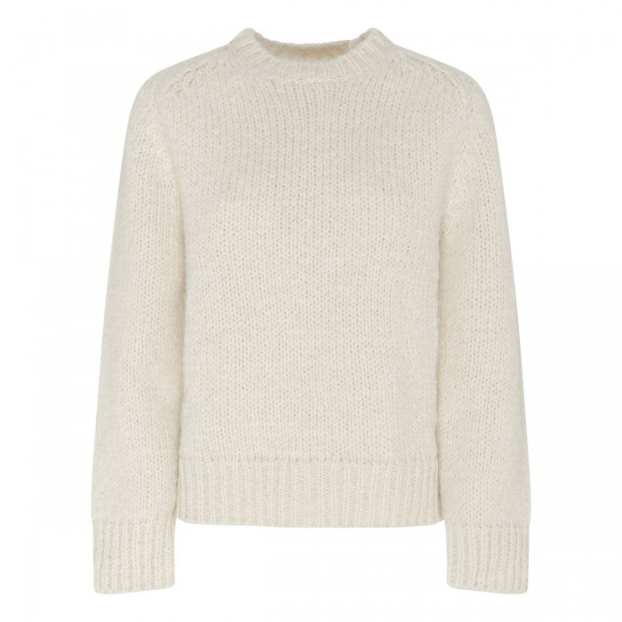 Chalk white wool blend sweater