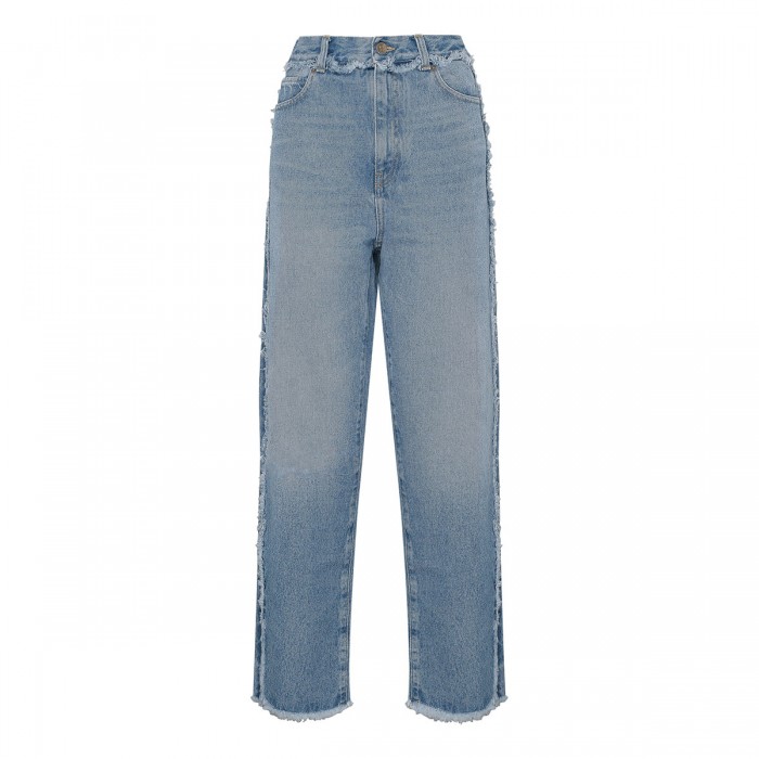 Fringed regular denim jeans