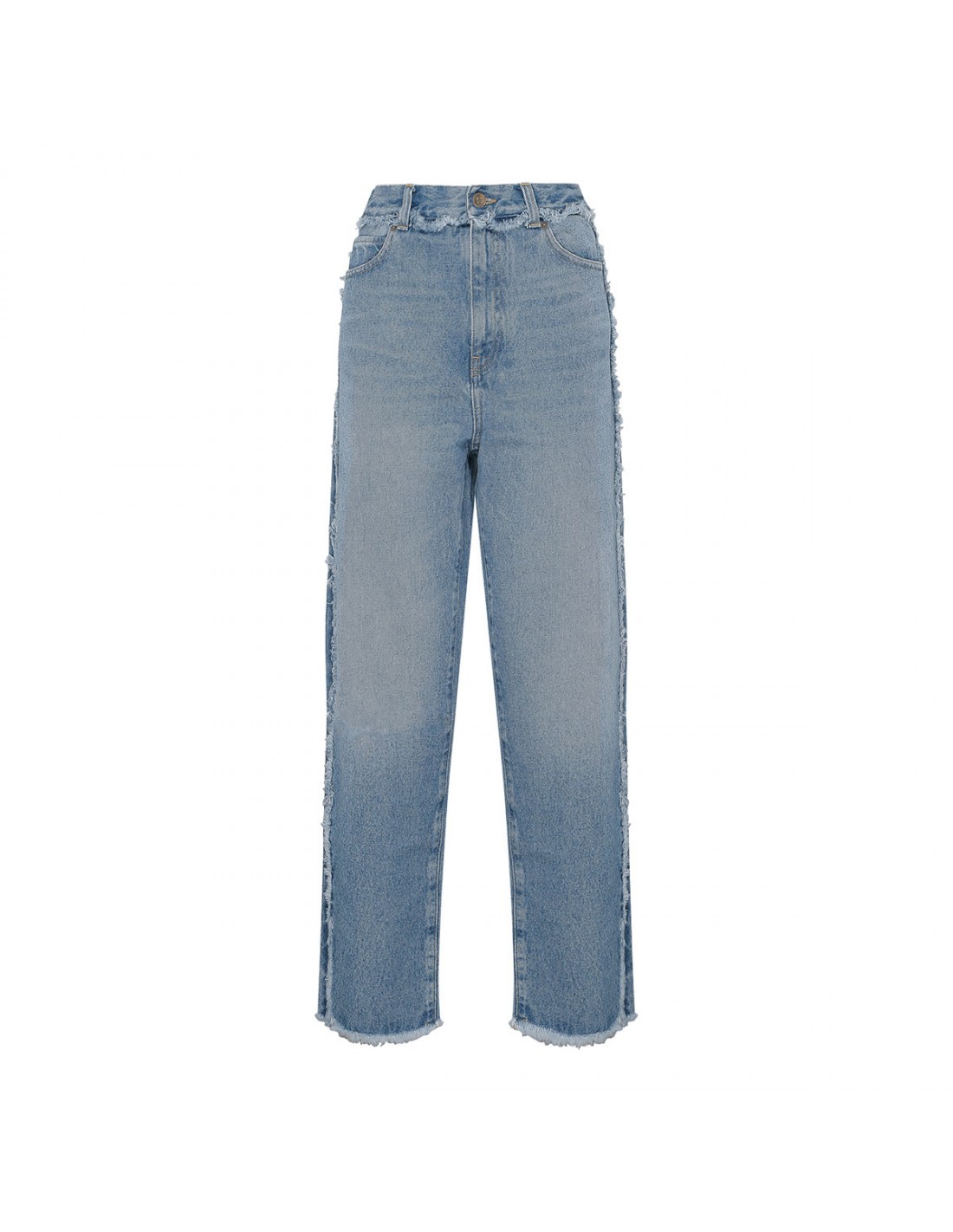 Fringed regular denim jeans