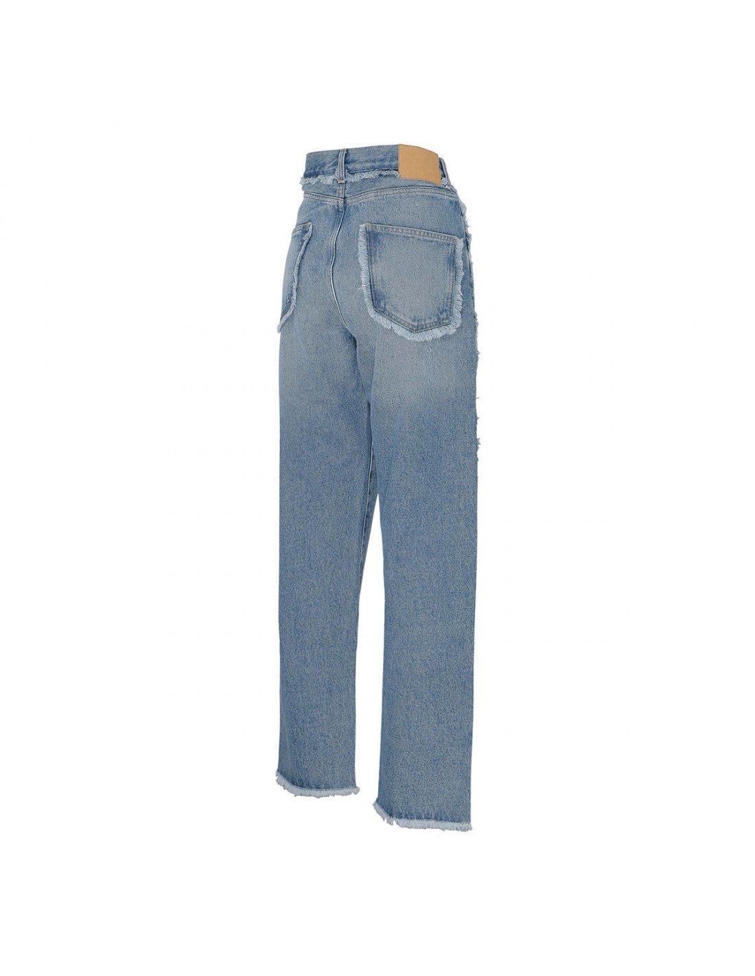 Fringed regular denim jeans