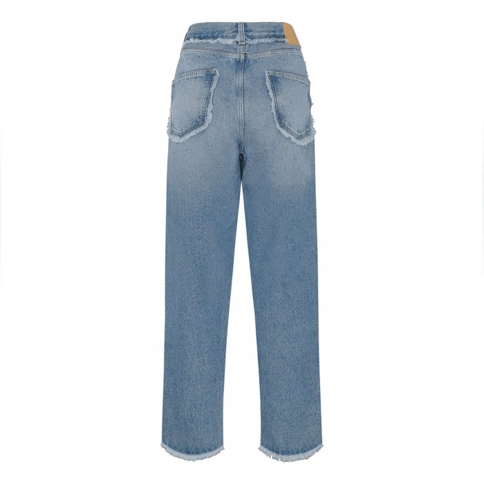 Fringed regular denim jeans