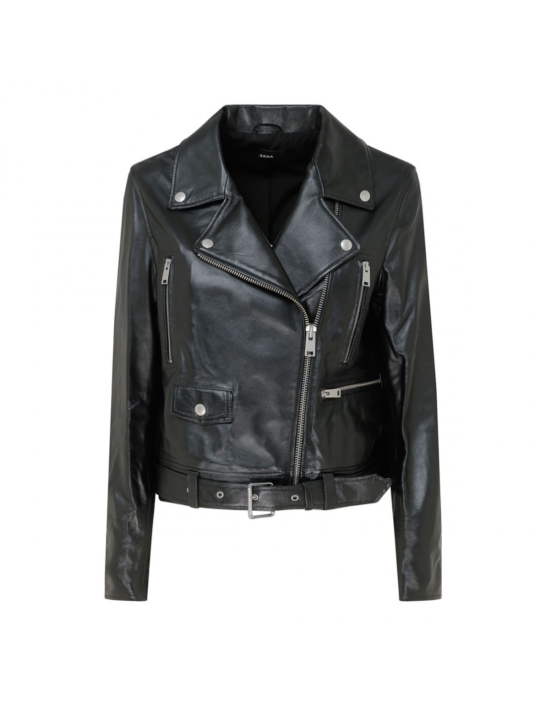 Yeva black leather biker jacket