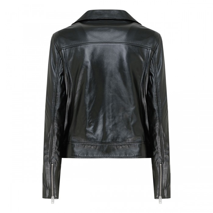 Yeva black leather biker jacket