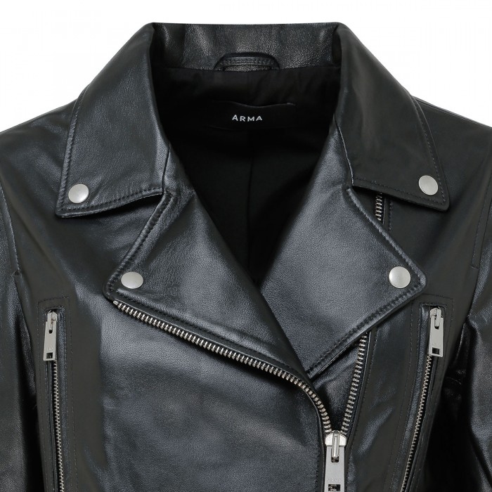 Yeva black leather biker jacket