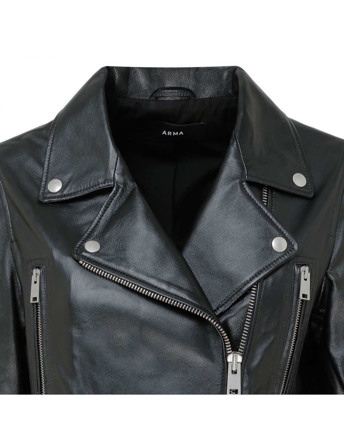 Yeva black leather biker jacket