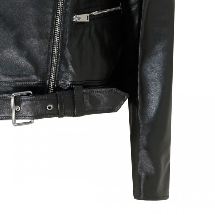 Yeva black leather biker jacket