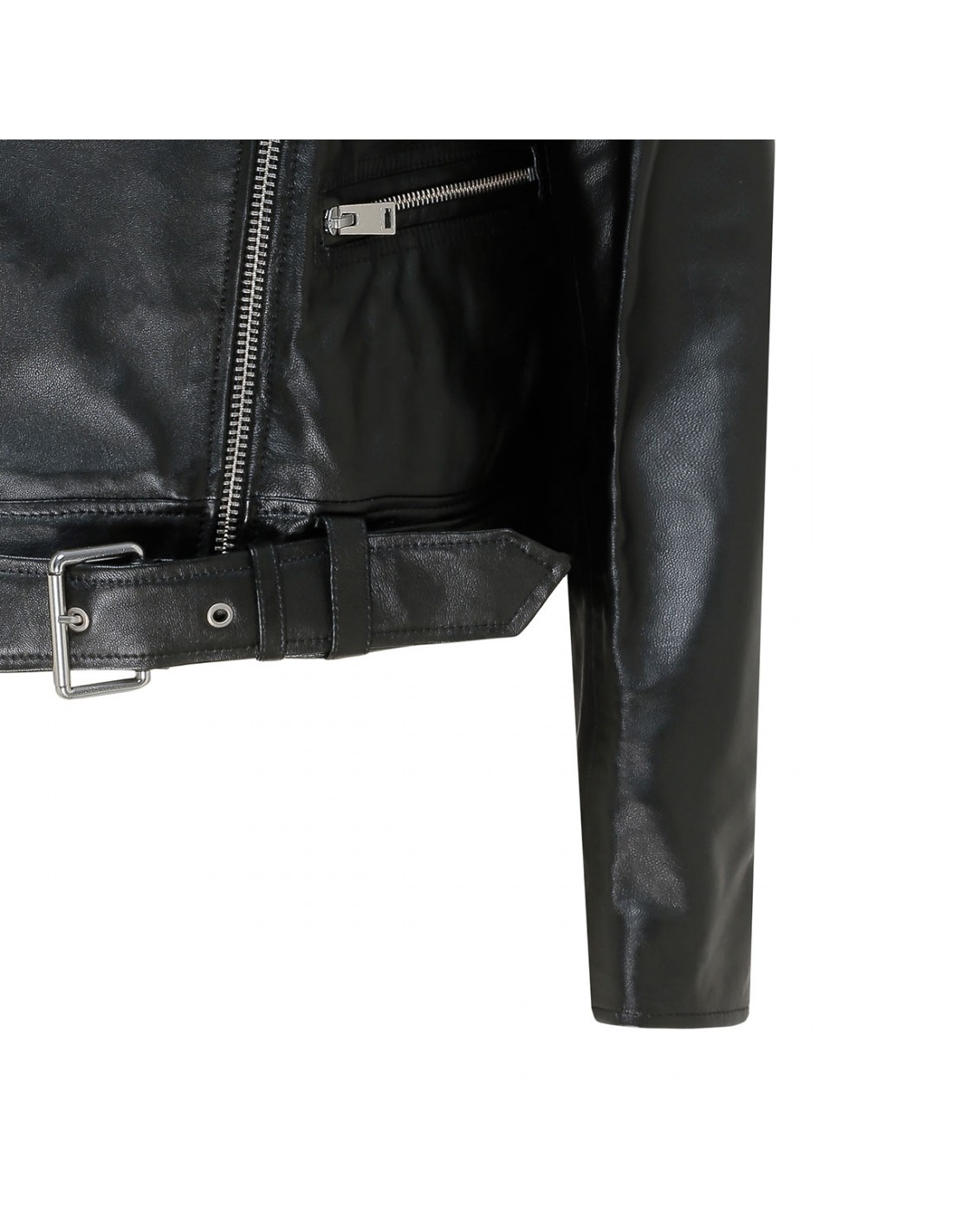 Yeva black leather biker jacket