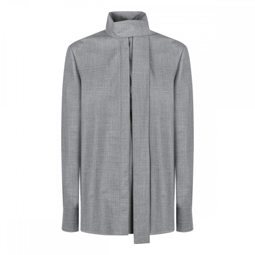 Gray wool scarf shirt