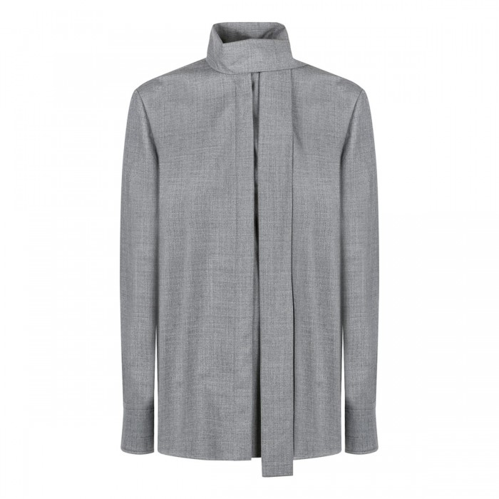 Gray wool scarf shirt