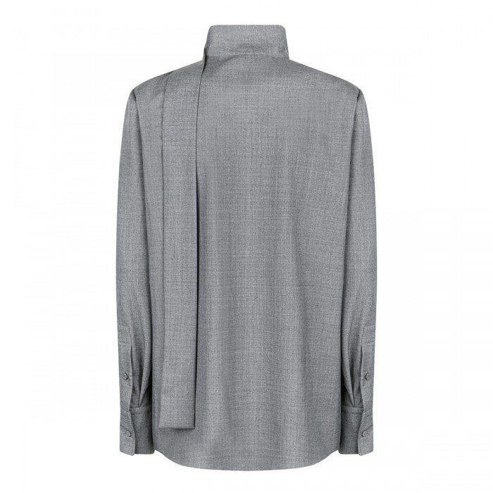 Gray wool scarf shirt