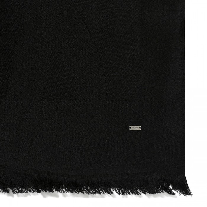 Black wool jacquard scarf