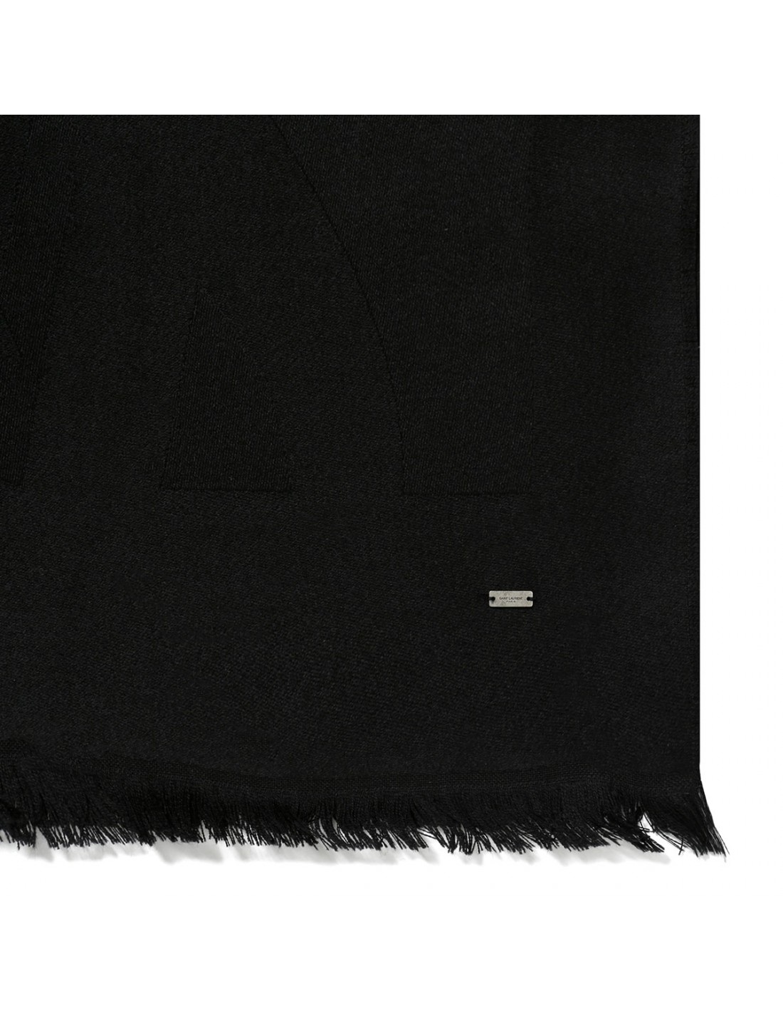 Black wool jacquard scarf