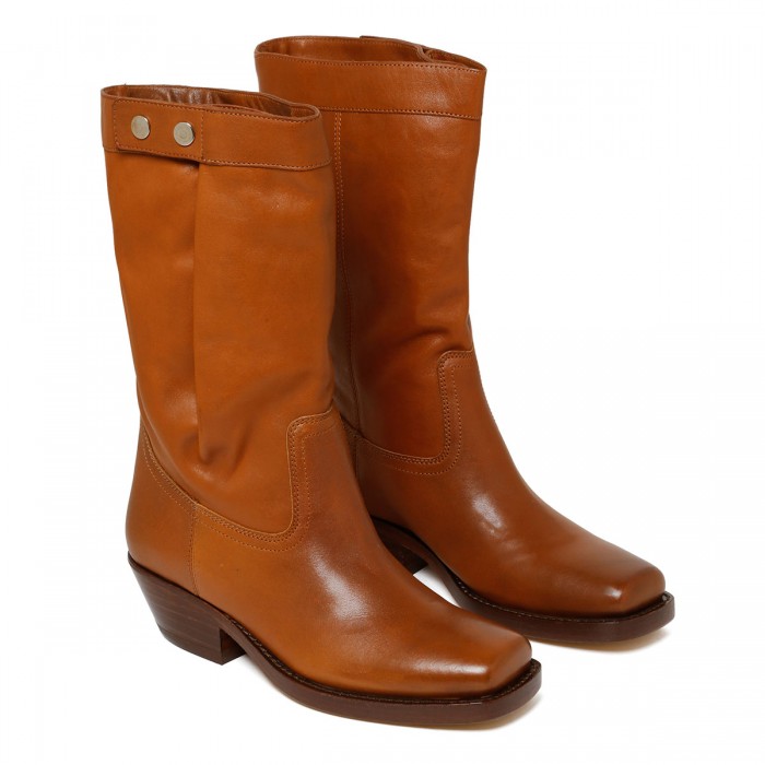 Ademe havana-hue leather boots