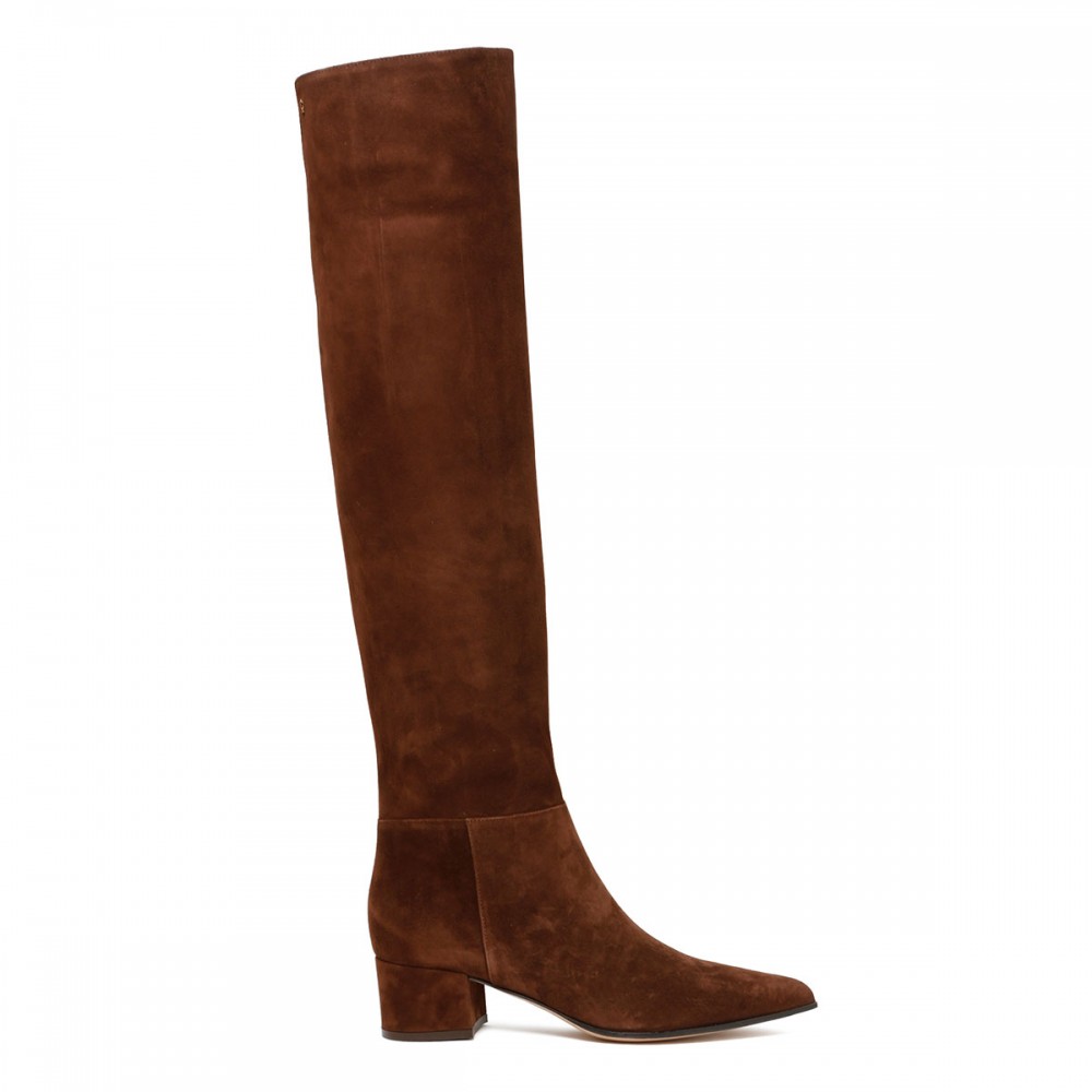 Brown suede over-the-knee boots