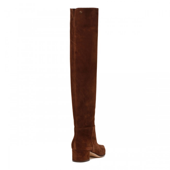 Brown suede over-the-knee boots