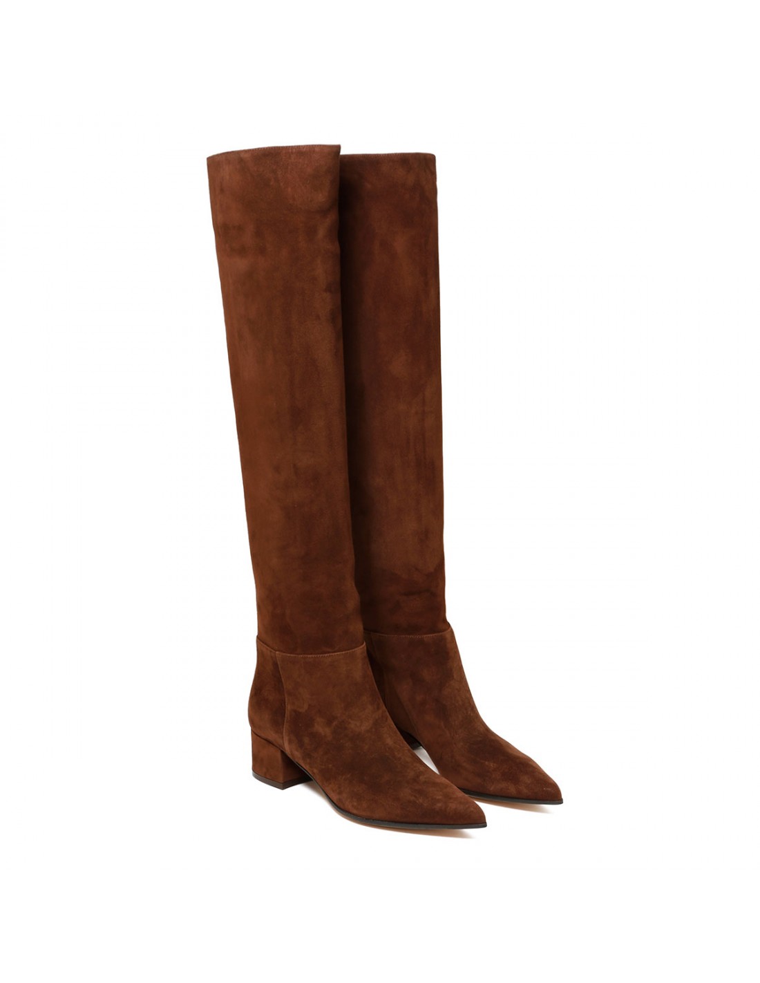 Brown suede over-the-knee boots