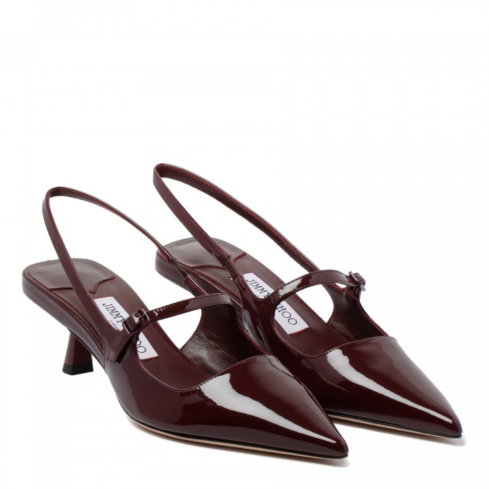 Didi 45 garnet-hue patent slingback pumps