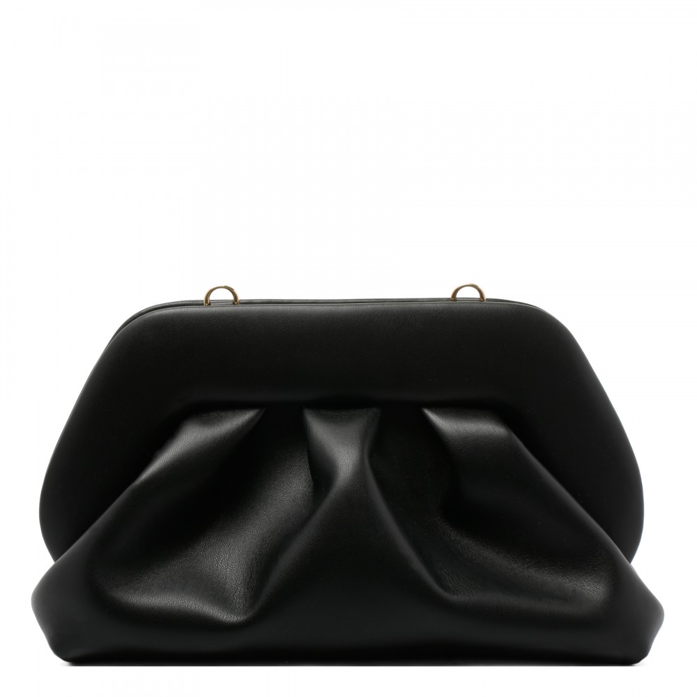 Tia black vegan fabric clutch bag