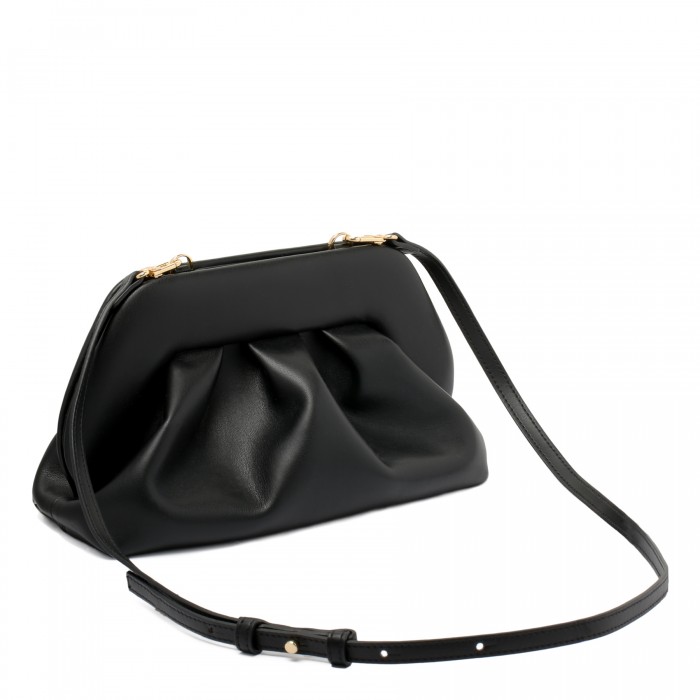 Tia black vegan fabric clutch bag