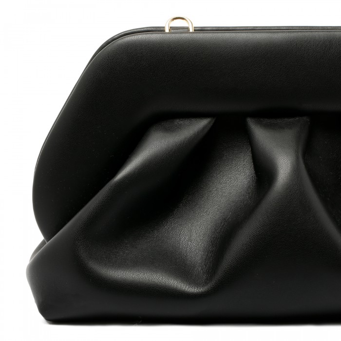 Tia black vegan fabric clutch bag