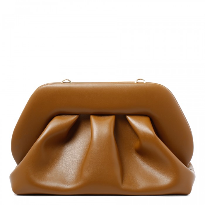 Tia caramel vegan fabric clutch bag