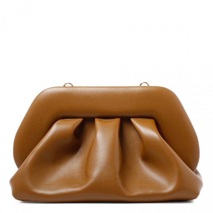 Tia caramel vegan fabric clutch bag