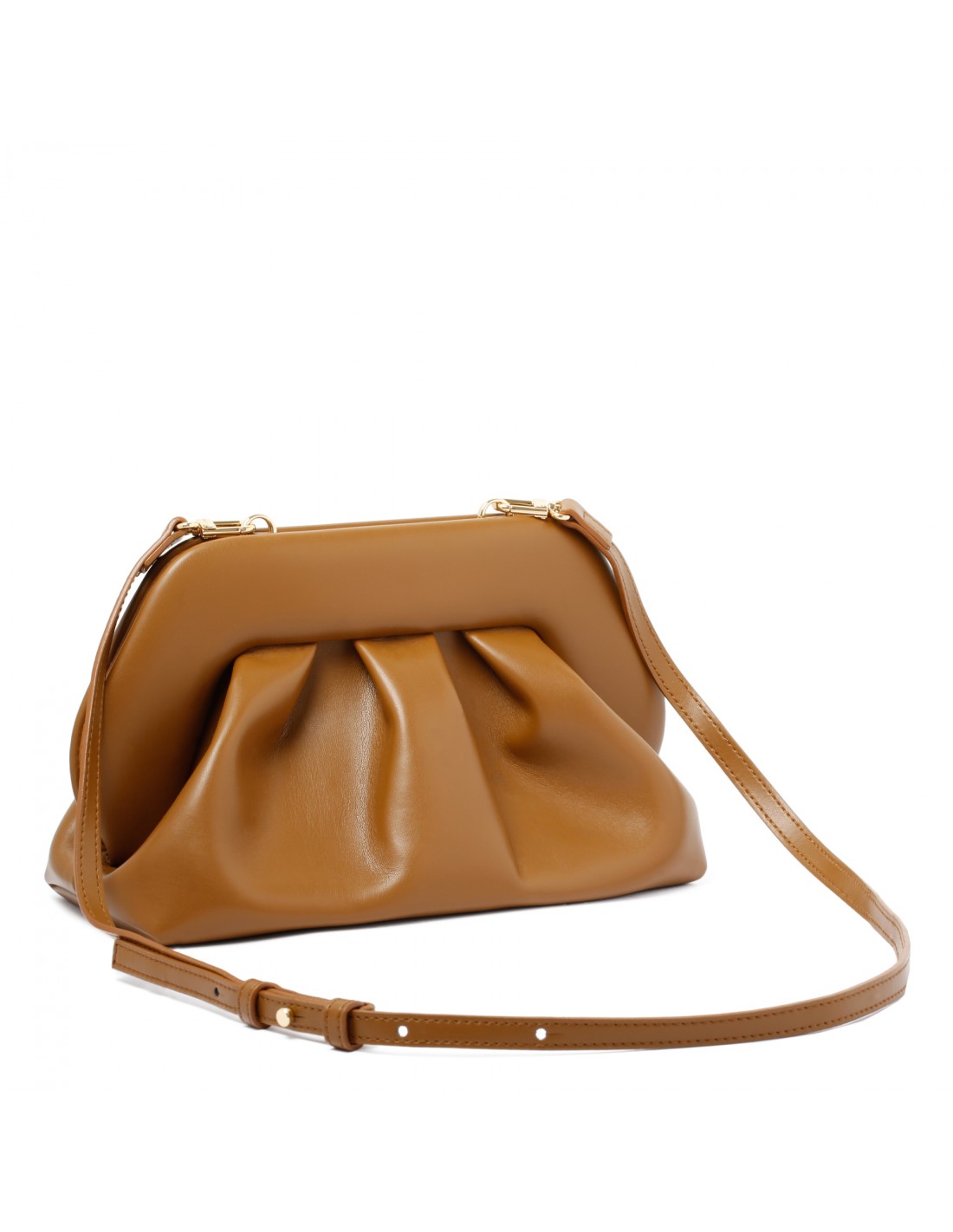 Tia caramel vegan fabric clutch bag