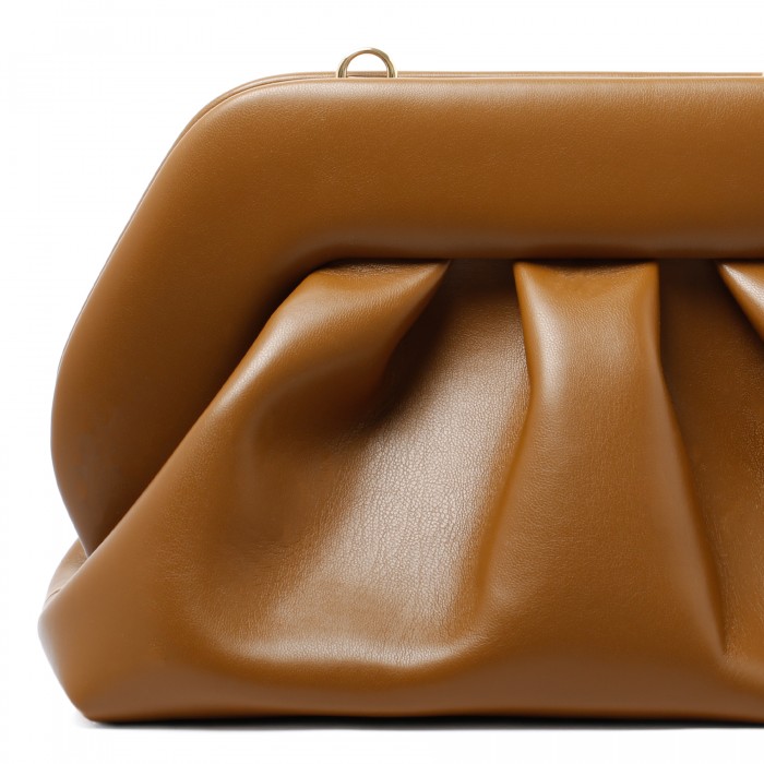 Tia caramel vegan fabric clutch bag