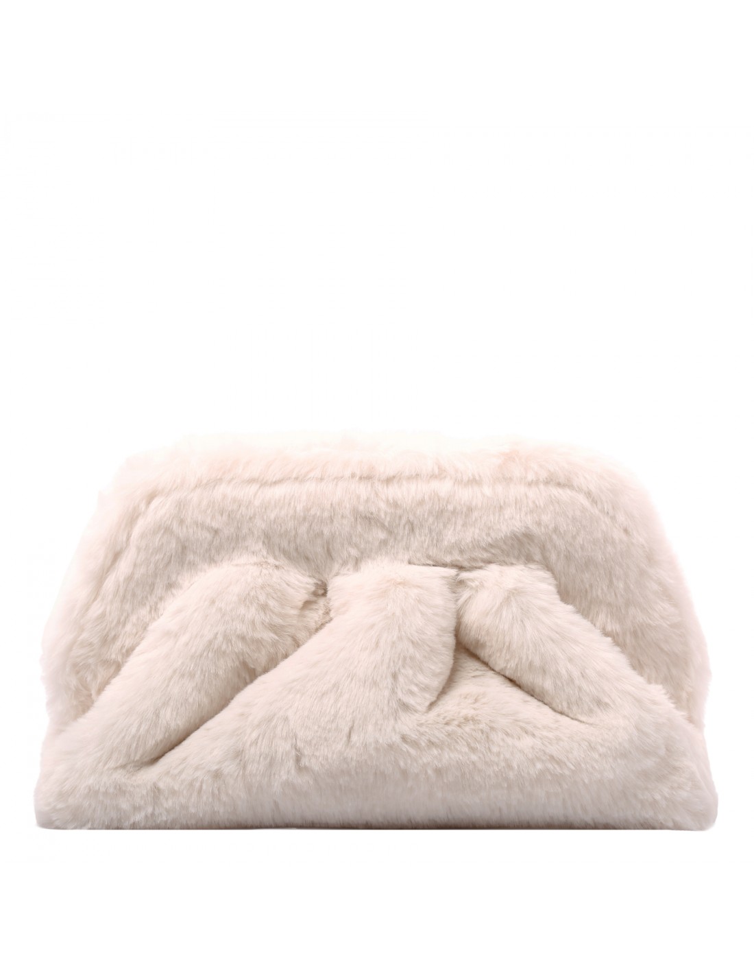 Tia ivory faux fur clutch bag