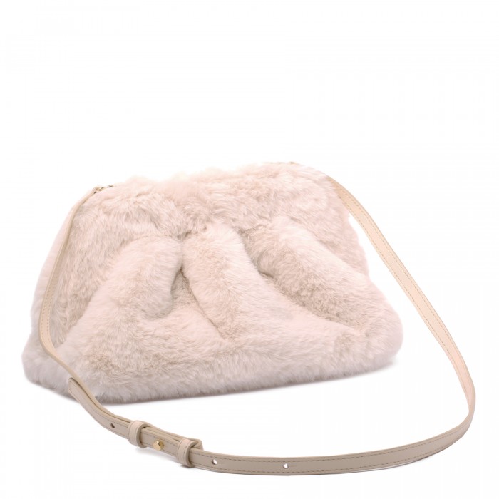 Tia ivory faux fur clutch bag