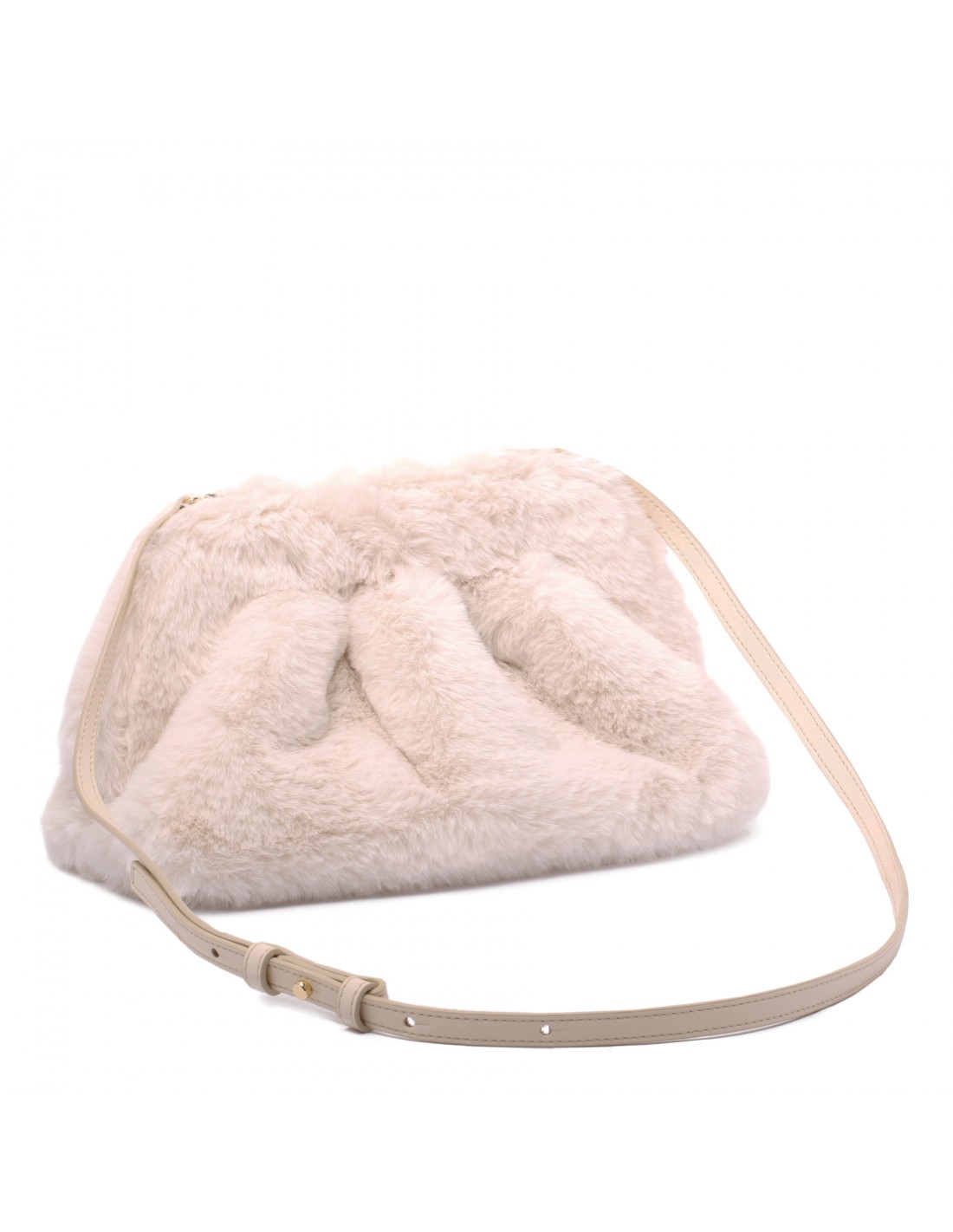 Tia ivory faux fur clutch bag