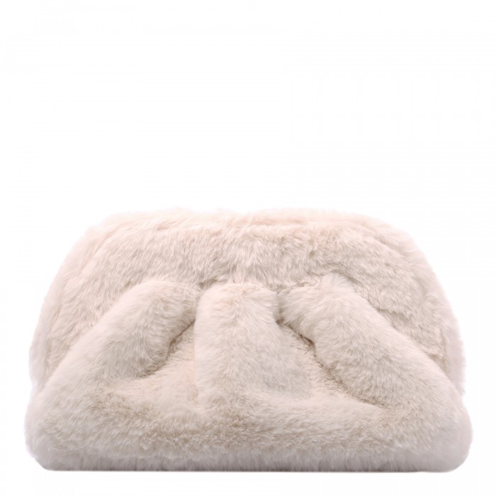 Tia ivory faux fur clutch bag