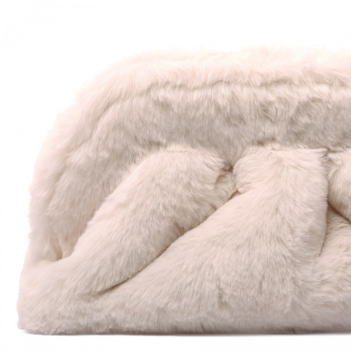 Tia ivory faux fur clutch bag