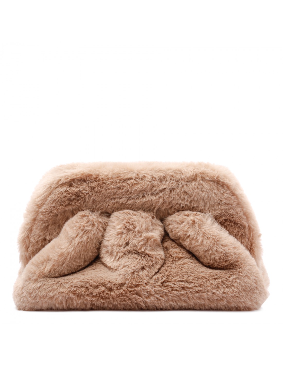 Tia praline-hue faux fur clutch bag