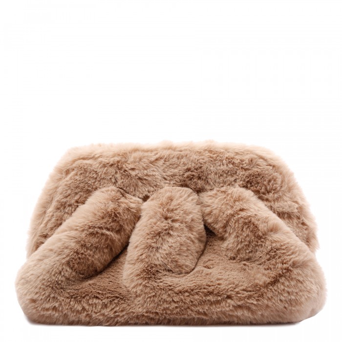 Tia praline-hue faux fur clutch bag