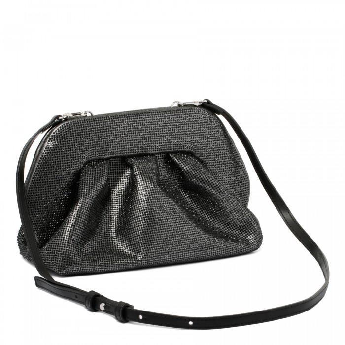 Tia black strass clutch bag