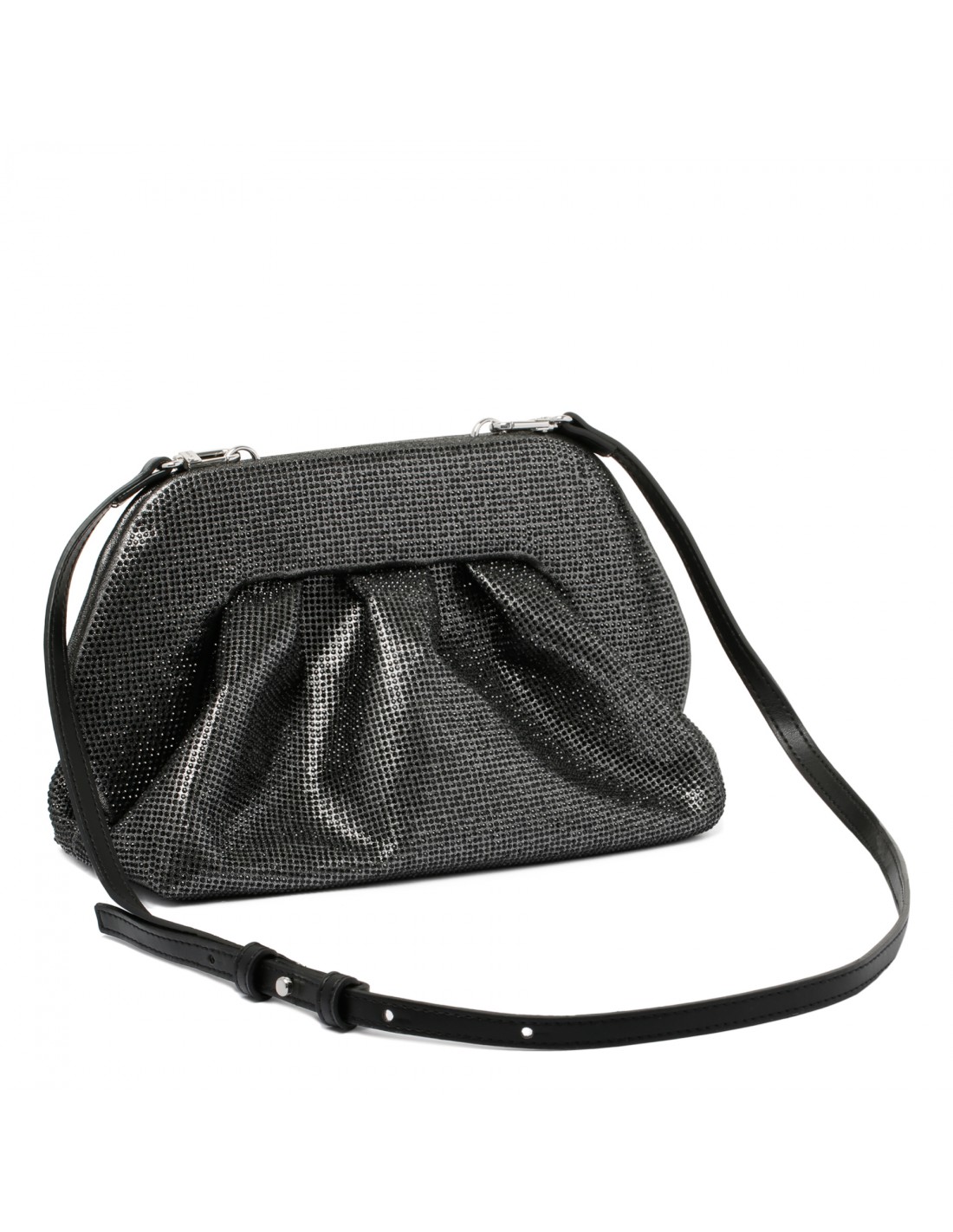 Tia black strass clutch bag