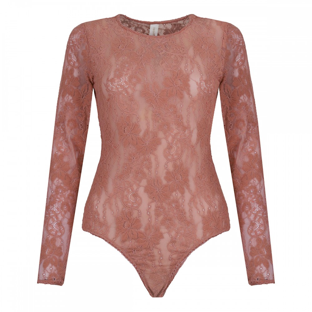 Blush hue lace bodysuit