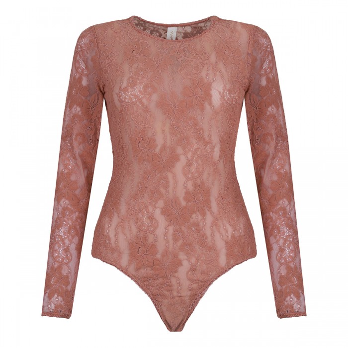 Blush hue lace bodysuit